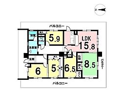 ハズパレス舞鶴 5LDKの間取図画像