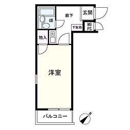 パレ・ドール東金町 1Kの間取図画像