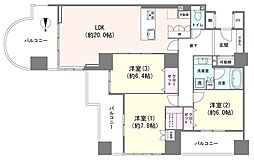 シテヌーブ北千住30A棟 3LDKの間取図画像