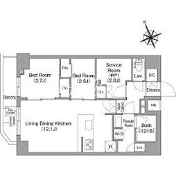 コンフォリア東葛西 8階2SLDKの間取り