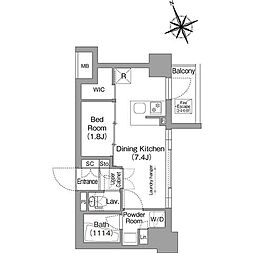 コンフォリア東葛西 2階1DKの間取り