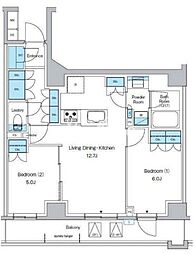 プレディアコート西葛西 2階2LDKの間取り