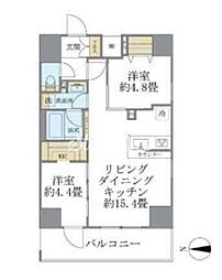 デュオフラッツ葛西 14階2LDKの間取り