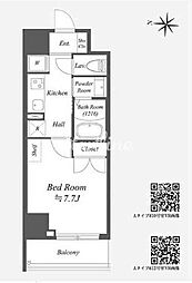 アルファプライム東陽町 2階1Kの間取り