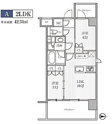 シーズンフラッツ木場 3階2LDKの間取り
