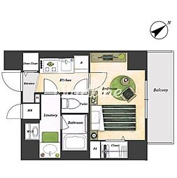 ミレドゥーエ門前仲町 2階1Kの間取り