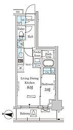 パークアクシス木場キャナルウエスト 3階1LDKの間取り