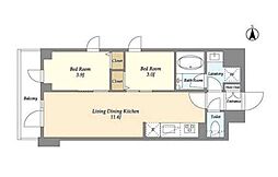 ドゥーエ南砂町II 9階2LDKの間取り