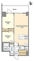 ドゥーエ南砂町 4階2LDKの間取り