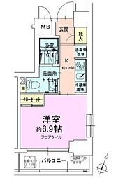 門前仲町レジデンス弐番館 6階1Kの間取り