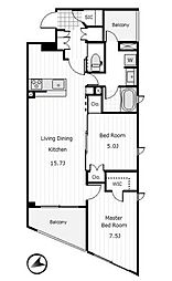 エステート南砂福島橋 1階2LDKの間取り