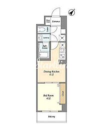 グランカーサ西葛西 4階1DKの間取り