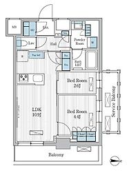 パークアクシス東陽町レジデンス 11階2LDKの間取り