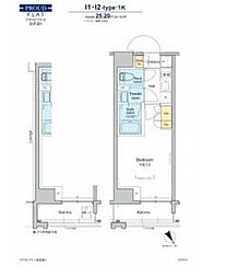 プラウドフラット清澄通り 8階1Kの間取り