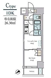 ブリリアイスト門前仲町 1DKの間取図画像