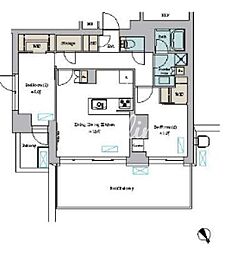 ブリリアイスト門前仲町 2LDKの間取図画像