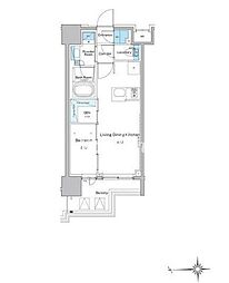 ルフォンプログレ門前仲町プレミア 1LDKの間取図画像