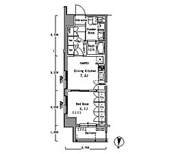 パークアクシス東陽町 1DKの間取図画像