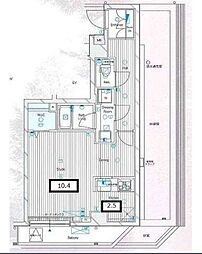 グランヴァンフリステーラ東陽町 1Kの間取図画像
