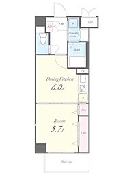リバーサイドプレーヌ 1DKの間取図画像