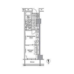 パークハビオ門前仲町 1DKの間取図画像