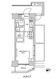 プラウドフラット門前仲町5 1Kの間取図画像