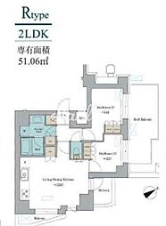ブリリアイスト門前仲町 2LDKの間取図画像