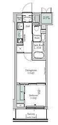 ONEROOFResidence木場West 1DKの間取図画像