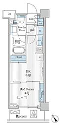 パークアクシス門前仲町テラス 1DKの間取図画像