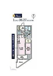 リビオメゾン東陽町Hutte 1LDKの間取図画像