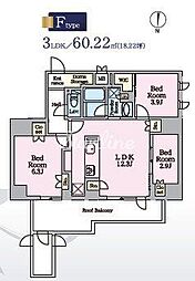 リビオメゾン東陽町Hutte 3LDKの間取図画像