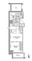 パークハビオ門前仲町 1DKの間取図画像