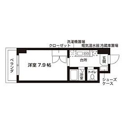 ローズウッド・ハイツ門前仲町 1Kの間取図画像