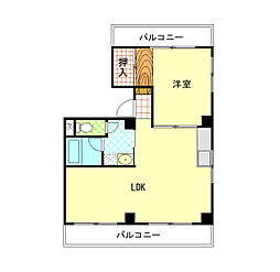 福地産業加古町ビル 1LDKの間取図画像