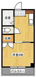 サンライズ鶴江A棟 1Kの間取図画像