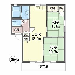 コーポN 2LDKの間取図画像