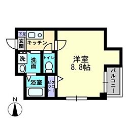 キャッスル大手町 1Kの間取図画像