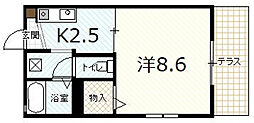 ドエルまさもとB 1Kの間取図画像