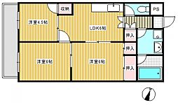 植田マンション 3DKの間取図画像