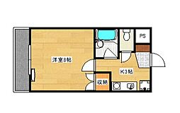 チェリーヒルズ南観音 1Kの間取図画像