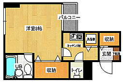 K・ARCADIA 1Kの間取図画像