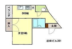 イワタビル 1DKの間取図画像