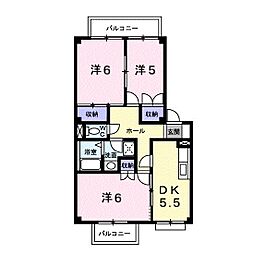 スクエアガーデン緑井 3DKの間取図画像