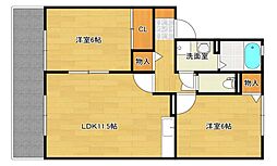 セジュール安芸 2LDKの間取図画像