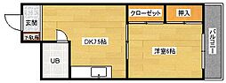 免出ビル 1DKの間取図画像