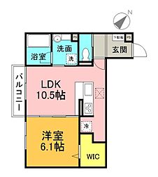 D-ROOM中筋2 1LDKの間取図画像