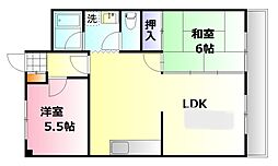 ロイヤルビュー 2LDKの間取図画像