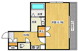 第29やたがいビル 1Kの間取図画像
