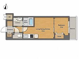 広島市東区光町1丁目マンション 1LDKの間取図画像