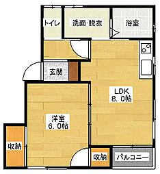 メープル下林 1LDKの間取図画像